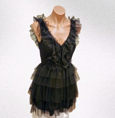 City Vibe Black Tiered Ruffle Tulle Fit-and-Flare Formal Juniors 1 Party  Dress | eBay