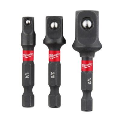 Milwaukee Bit Extensions Shockwave Socket Adapter Set, 1/4'' 3-Piece 48-32-5033