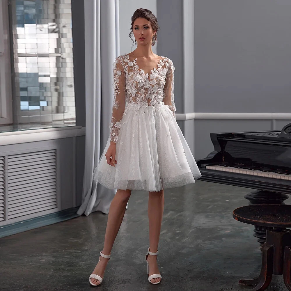 white christmas dresses A-Line Off Shoulder Pleated Knee-Length Ivory Satin Wedding Dress main image 0