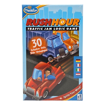 ThinkFun 76369 Rush Hour Mitbringspiel 30 Aufgaben Kinderspiel Logikspiel Neu