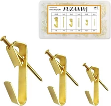 50pcs Picture Hangers with Different Sizes, Heavy Duty Gold 30-100lbs, 