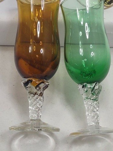 Vintage Italian Crystal Cordial Glasses with Twisted Stem Lot of 5 - Picture 3 of 8