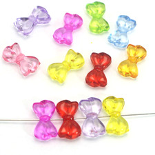 50 Mixed Color Transparent Acrylic Bowknot Bows Charm Beads 18mm DIY Earring