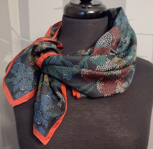 Vintage Italian Scarf Morsly 26" Square Multicolor Floral Dots Made In Italy