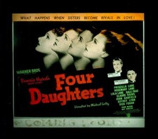 Quatre filles, 1938, diapositive en verre de film, Priscilla Lane, John Garfield,