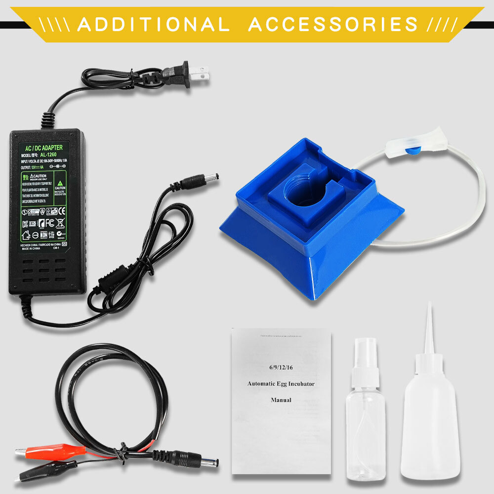 16 Egg Incubator Automatic Turner Hatcher Temperature Control LED Light Alarm