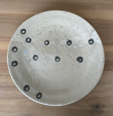 Handmade Studio Art Pottery Dish Plate w/ Geometric Design 11.5  Beautiful