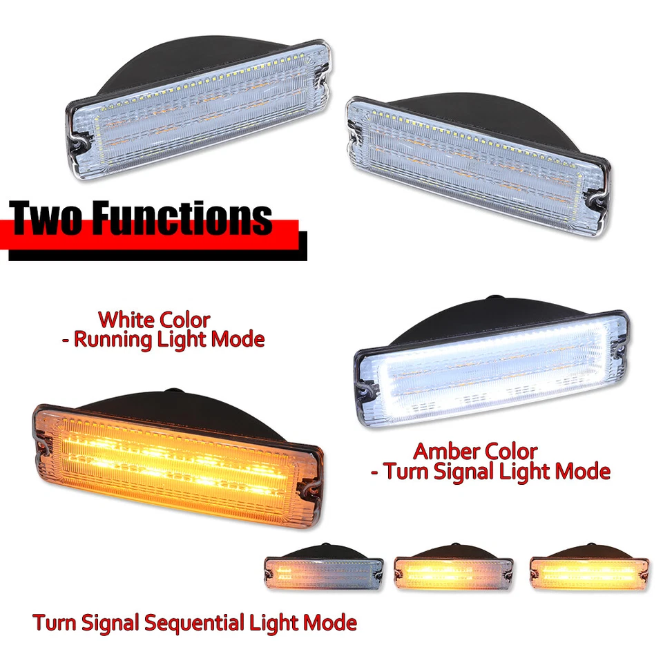 Clear Switchback LED DRL Turn Signal Lights For 91-93 Dodge D150 D250 W150 W250 - Image 2 of 4
