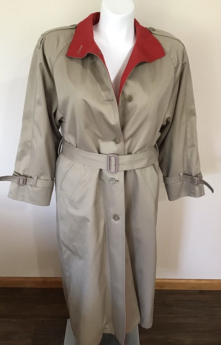 Vintage London Fog Womens 12 R Lined Trench Coat With Zip Out Wool