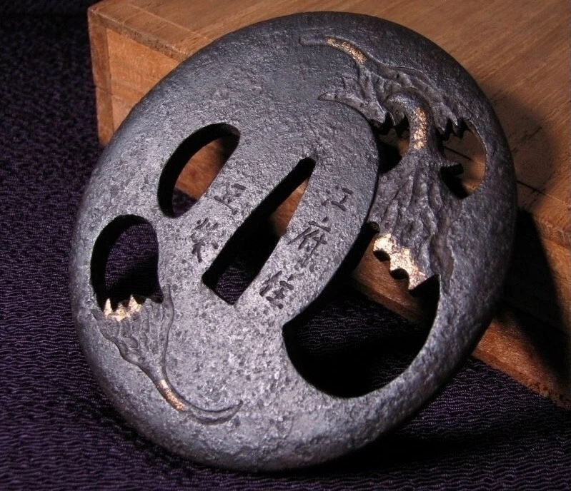 金色熨斗古董日本刀镡| eBay