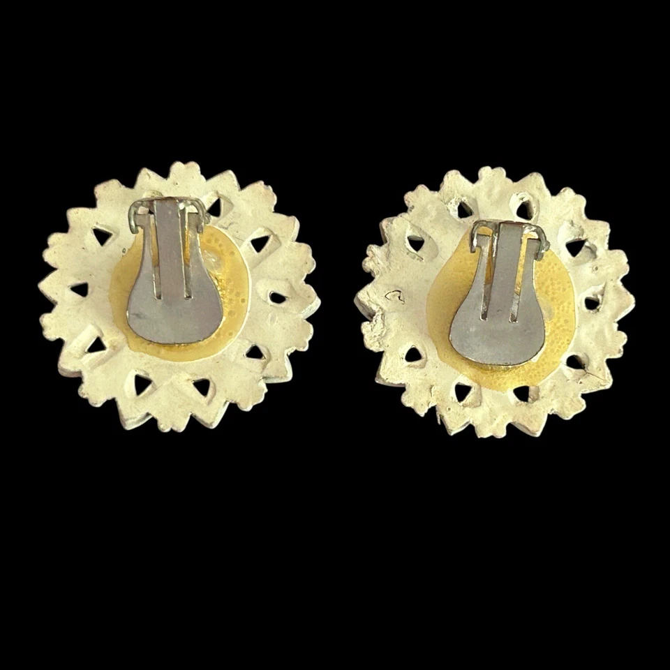 复古夹式耳环花卉声明纽扣式服装珠宝首饰 — 第 4/4 张图片