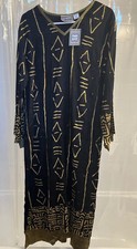 Vintage Black and Gold Ethnic Printed Kaftan by Molato NEW