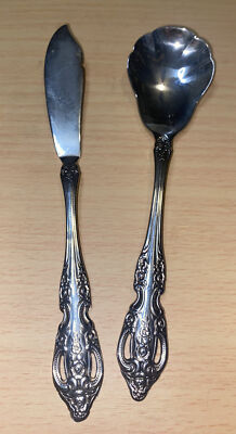 Oneida S.S.S. PEMBROOKE RENOIR Stainless Flatware SUGAR SPOON BUTTER KNIFE SET