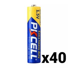 40 PKCELL AAA BATTERIES HEAVY DUTY 1.5V R03P PC2400 CARBON ZINC BRAND NEW