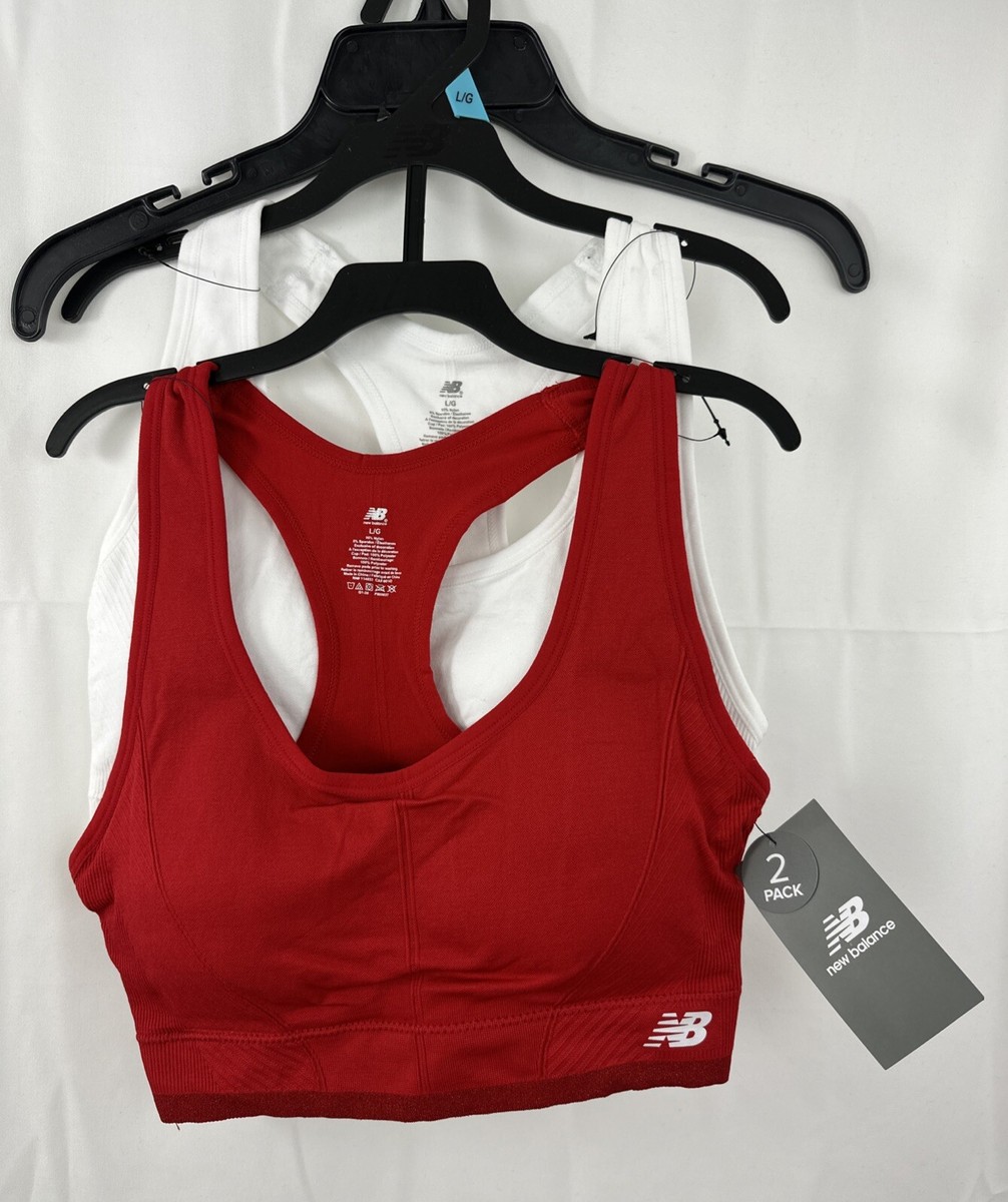 New Balance L Sports Bra Pack Racerback Tagless Padded Team Red