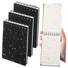 Pack Waterproof Small Notebooks x 5 Top Spiral Notepads 100 Pages Mini 3 Black