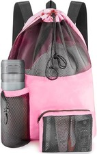 Swim Mesh Beach Bag, Waterproof Gym Bags for Women and Men, Large Pool Bag