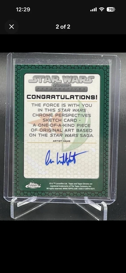 Tarjeta de boceto 2015 Topps Luke Skywalker Star Wars 1/1 Foto 2 de 2