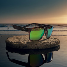 Costa Del Mar Paunch Sunglasses Tortoise frame Green Mirror 580P plastic lens