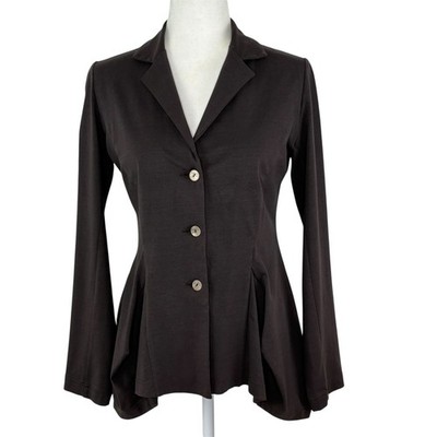 Lilith Knit Blazer Jacket XS Art to Wear Cotton Stretch Brown France