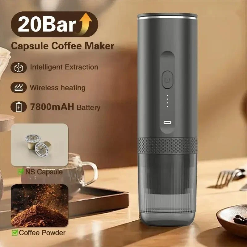3-in-1 Wireless Portable Espresso Machine Capsule Powder Coffee Maker