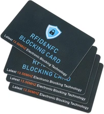 RFID Blocking Cards 4 Pack Or 6 Pack, Contactless NFC Debit Credit Card