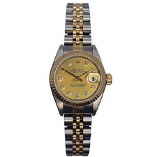 Ladies Rolex Datejust 79173 26mm Gold & Steel Champagne Diamond Dial Full Set