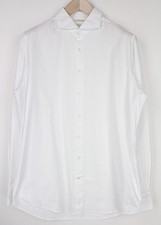 SUITSUPPLY Men's Shirt 43/47 White Cotton Cutaway Extra Slim Twill 