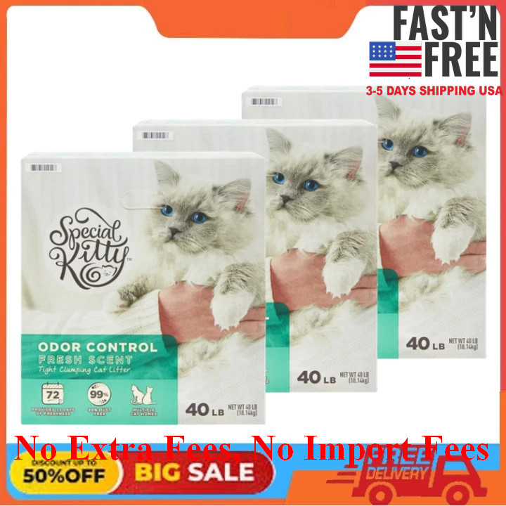 3 PACKS Special Kitty Odor Control Tight Clumping Cat Litter