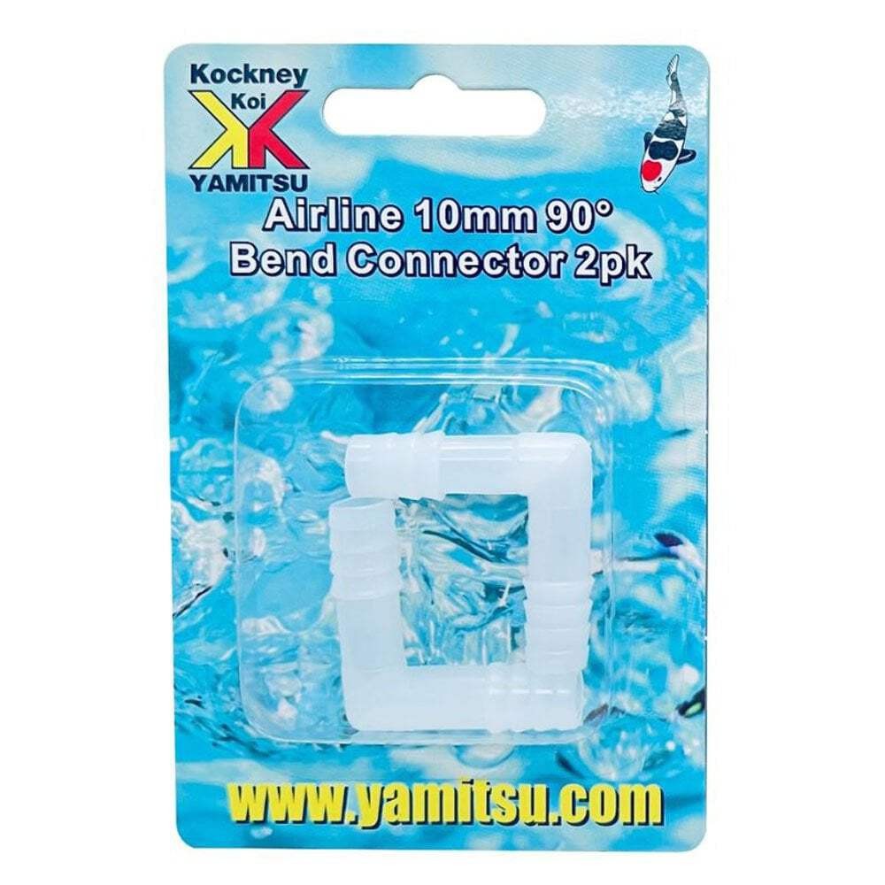 Kockney Koi 10mm Pond Airline Connector - 90 Degree Bend (2pk)