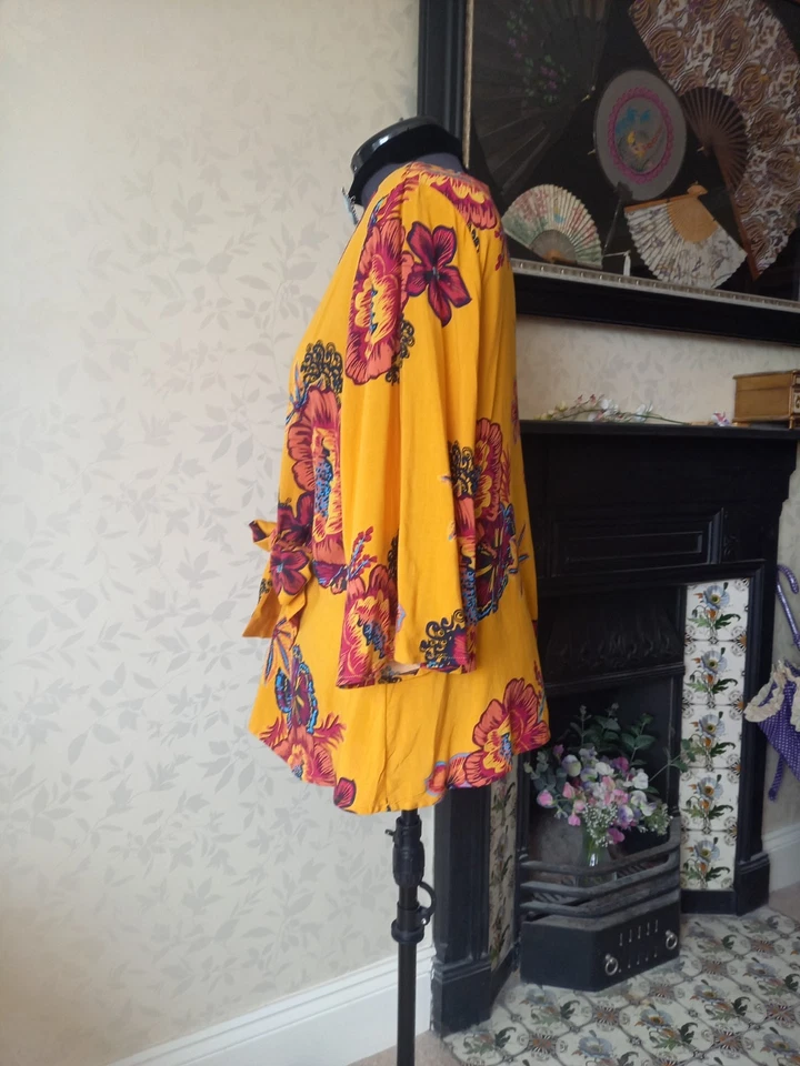 Summer Top, Orange Floral, Three Quarter Sleeves, Size 20, by Papaya at Matalan - Image 2 of 4