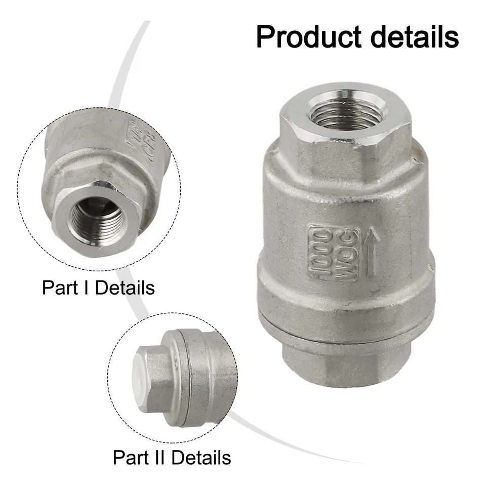 1/2 Inch Vertical Stainless Steel Check Valve for Effective Water Flow - Image 3 of 4