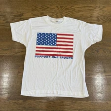 Vintage 80s USA Support Our Troops Single stitch Americana Military Tee Size L