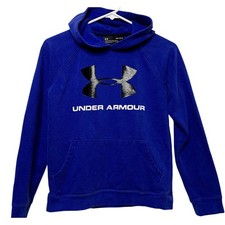 Under Armour Boys Youth Large Loose Hoodie Sweatshirt Blue Black Soft Winter