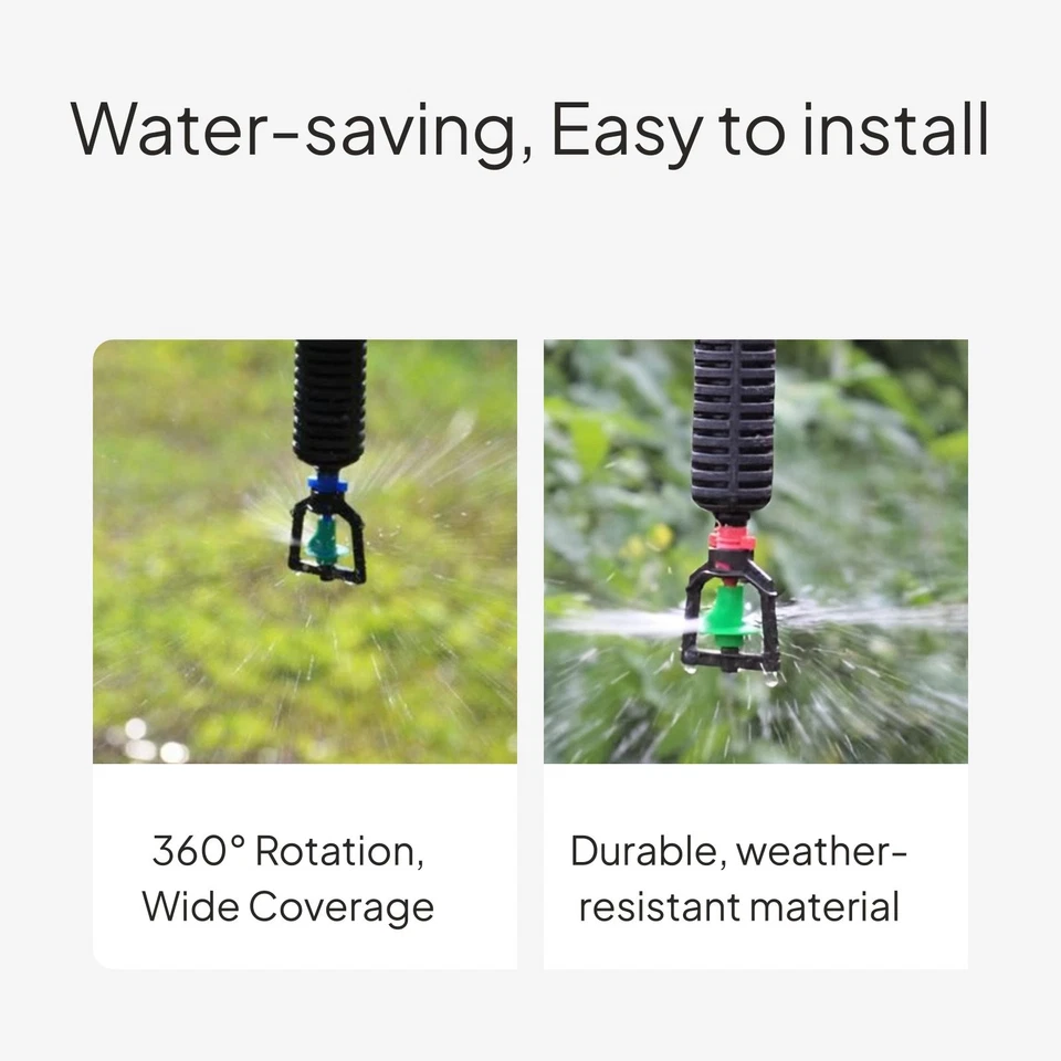 Mini cabezales de rociadores giratorios 360° para riego Foto 3 de 4