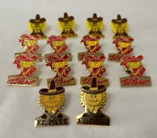 Lot of El Paso Amigo Man Pins 10 Enamel and 4 Plastic