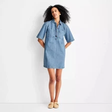 Future Collective Dress Womens Medium Denim Mini Shirtdress