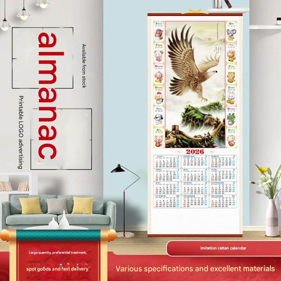 2026 Chinesischer Wandbehang Pferd Kalender mit Bild von Landschaft FigureniN - Bild 2 von 4