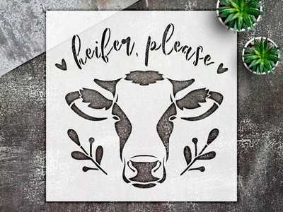 Stencil Heifer - Mylar, Farmhouse Decor, Vintage Style - StencilAir