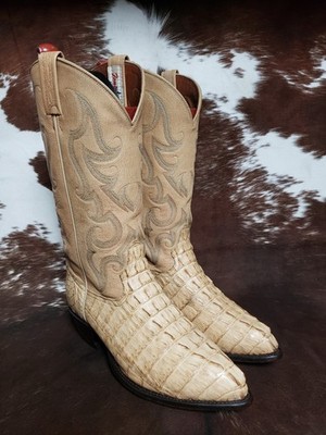Tony Lama 8EE カイマン Tony Lama Genuine Caiman Tail Bone Leather Western Cowboy Boots
