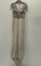 Terani Couture Women's Champagne Beaded Sequin Formal Gown Dress Sz 4 NWT
