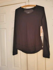 NWT Gottex Peach Skin Collection Mesh Back Black Quick Dry Stretch Top, L