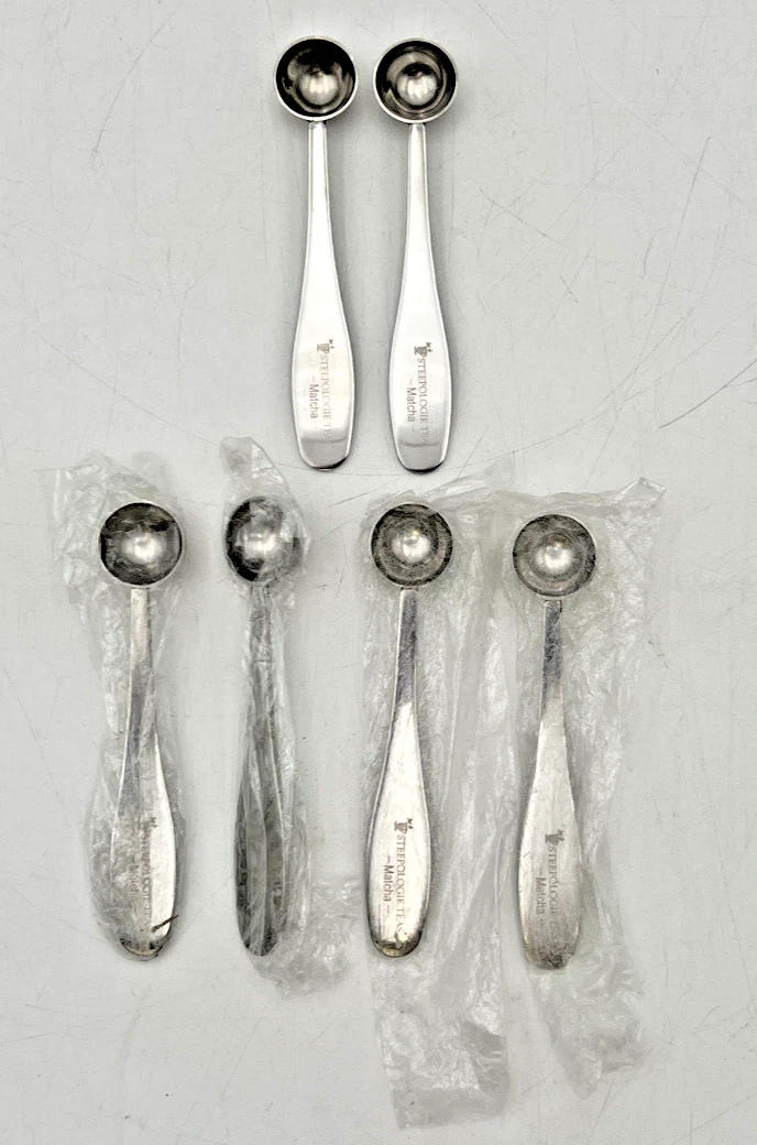 (6) STEEPOLOGIE TEA MATCHA MEASURING SPOONS STAINLESS STEEL 4-1/2" LONG