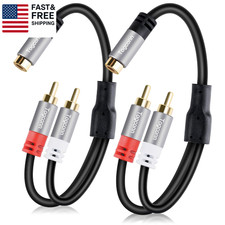 RCA Y-Adapter Splitter Cable 2Pack,1 RCA Female to 2 RCA Male Stereo Audio V