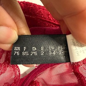 Malizia by La Perla Bra 34B Vintage Red Lace Underwire Semi Sheer Floral