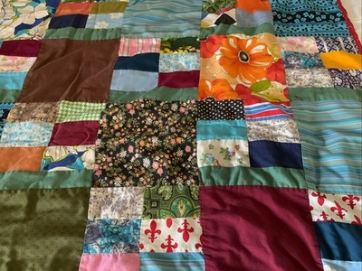 Hand & Machine Sewn Patchwork Various Patterns Boho Double Sided Floral 58x59 