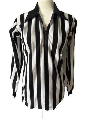 VTG 70s 80s Felco Referee Jersey Shirt Small Quarter Zip Black/White USA ILGWU