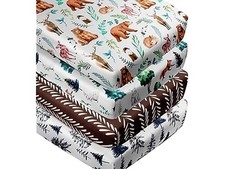 4 Pack Animals Fitted Baby Crib Sheets Bear 52 28  