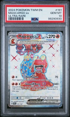 2024 POKEMON TWM EN-TWILIGHT MASQUERADE #191 MAGCARGO EX ULTRA RARE PSA 10