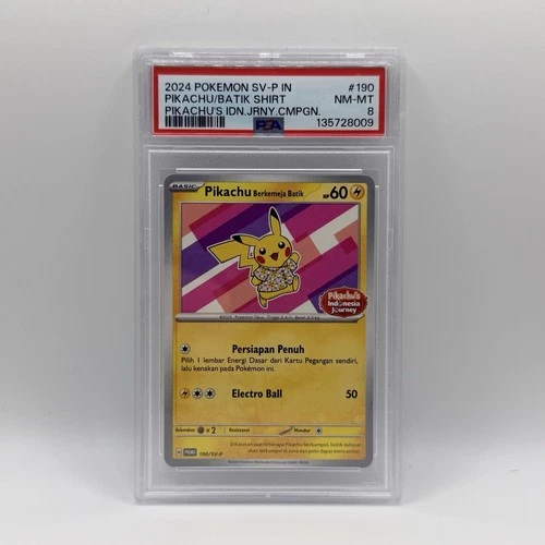 Pokemon Indonesian Journey Pink Pikachu Batik Shirt #190 PSA 8